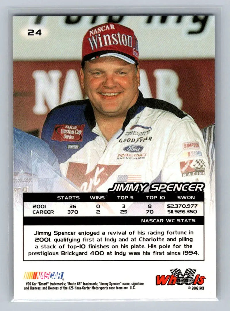 2002 Wheels High Gear #24 Jimmy Spencer Haas-Carter Motorsports - Racing Card Single