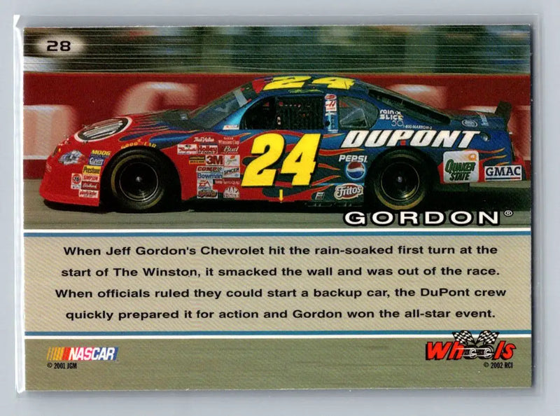 2002 Wheels High Gear #28 Jeff Gordon Hendrick Motorsports - Racing Card Single