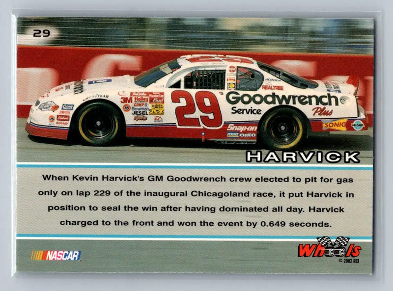 2002 Wheels High Gear #29 Kevin Harvick Richard Childress Racing - Racing Card Single