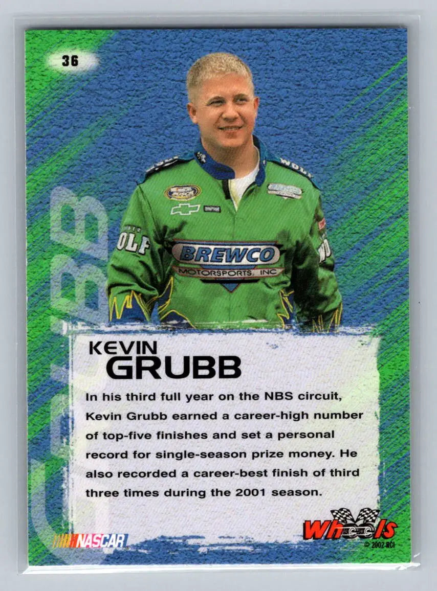 2002 Wheels High Gear #36 Kevin Grubb Brewco Motorsports - Racing Card Single