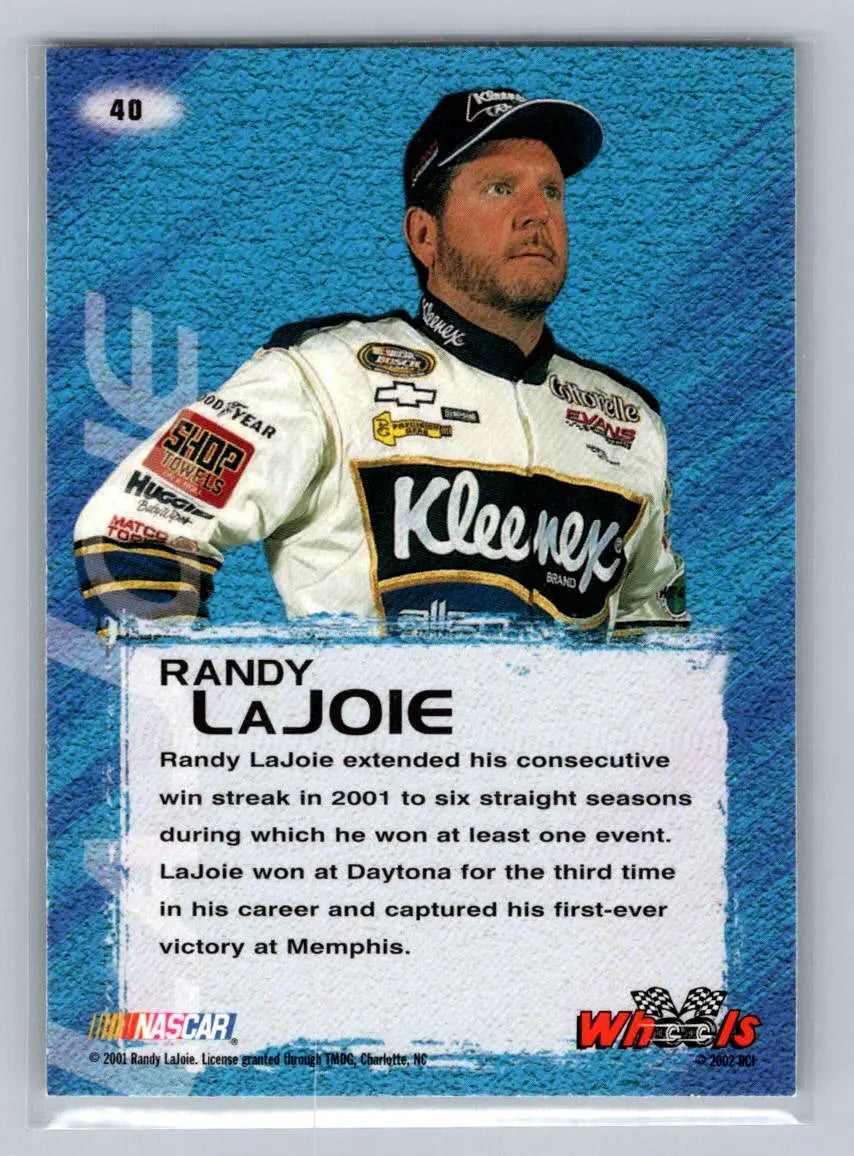2002 Wheels High Gear #40 Randy LaJoie Evans Motorsports - Racing Card Single