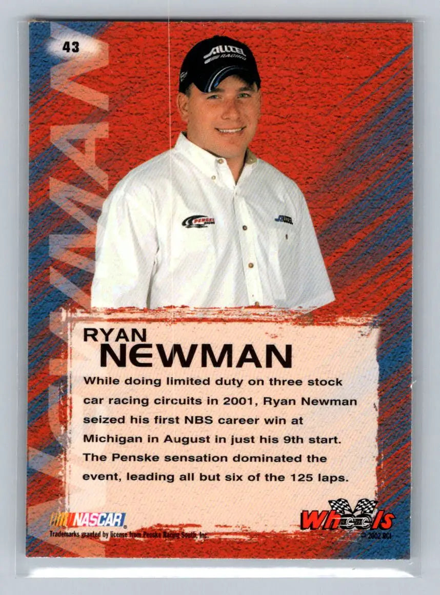 2002 Wheels High Gear #43 Ryan Newman Penske Racing South - Racing Card Single