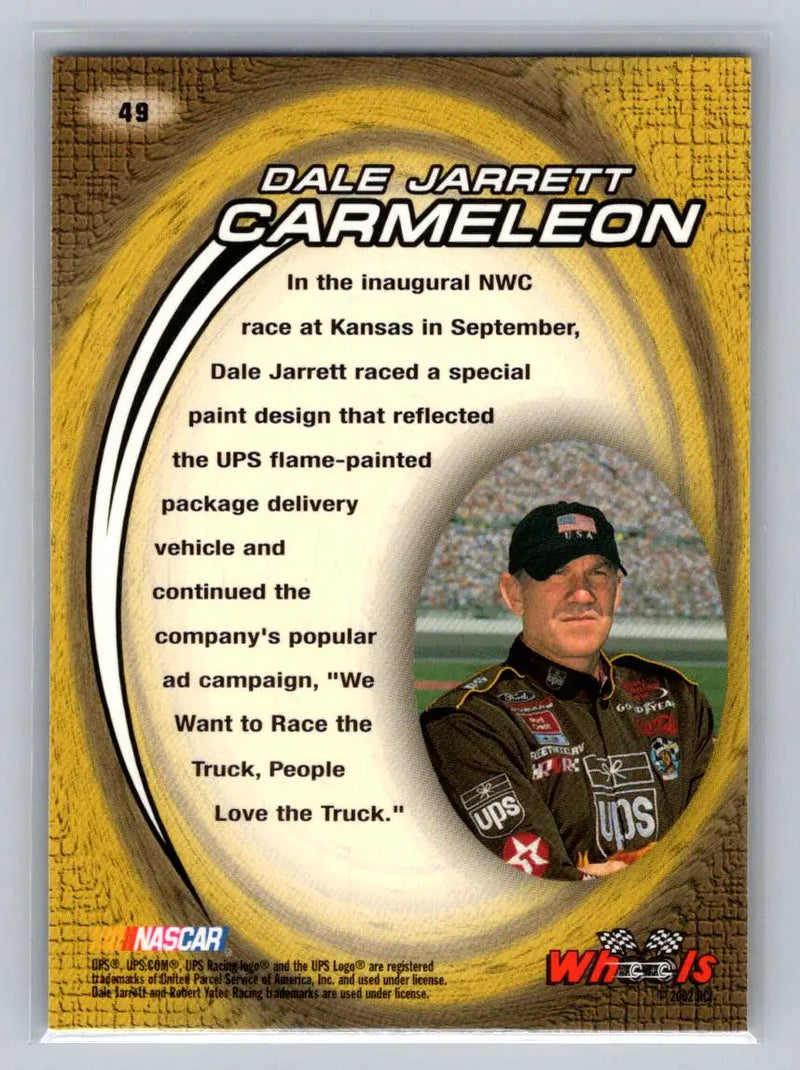 2002 Wheels High Gear #49 Dale Jarrett Robert Yates Racing - Racing Card Single