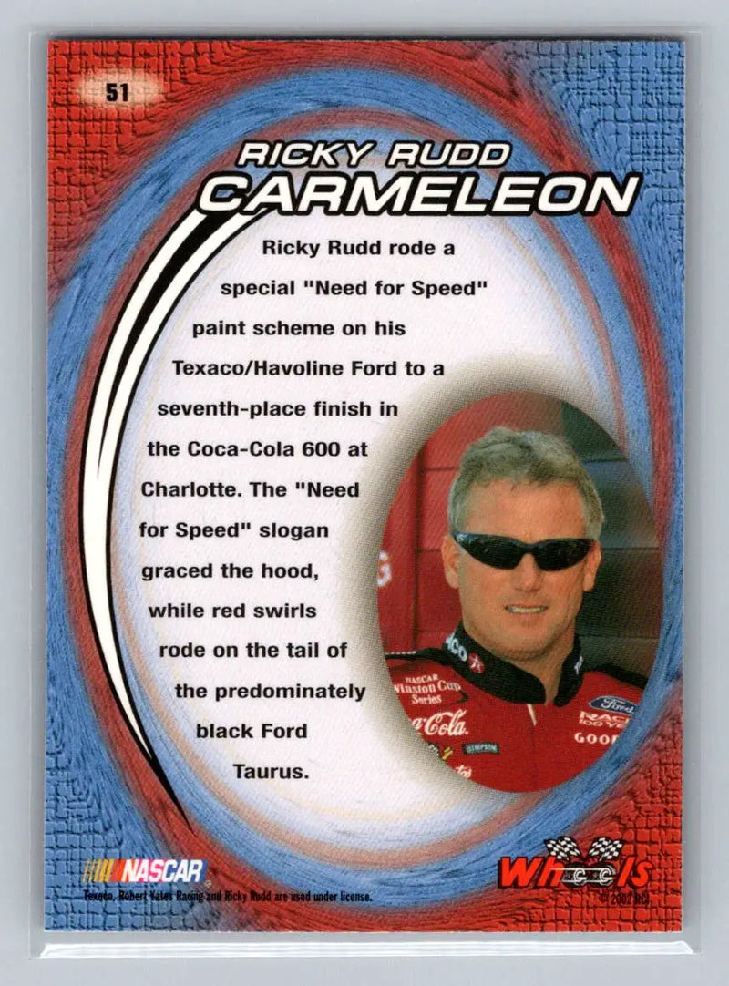 2002 Wheels High Gear #51 Ricky Rudd Robert Yates Racing - Racing Card Single
