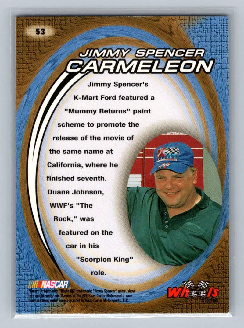 2002 Wheels High Gear #53 Jimmy Spencer Haas-Carter Motorsports - Racing Card Single