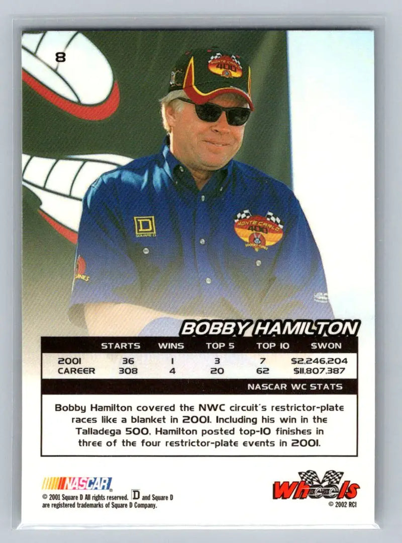 2002 Wheels High Gear #8 Bobby Hamilton Andy Petree Racing - Racing Card Single