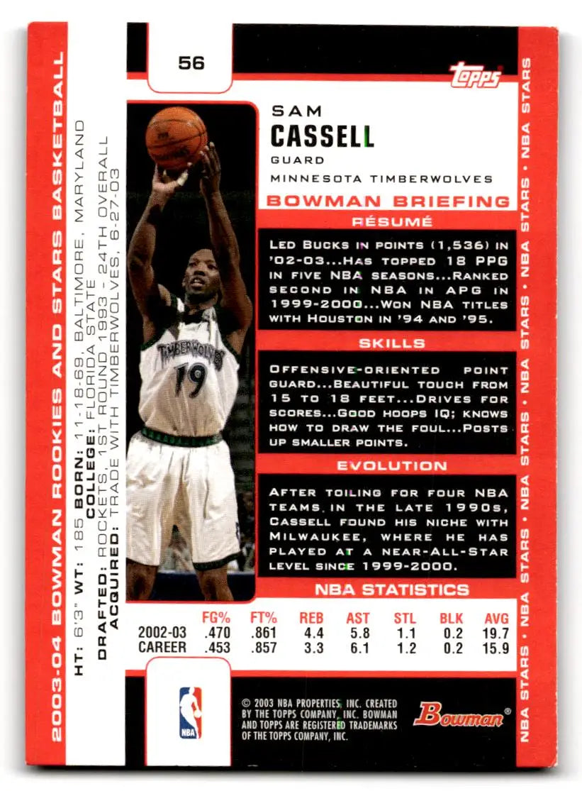 2003-04 Bowman #56 Sam Cassell - Basketball Card Single