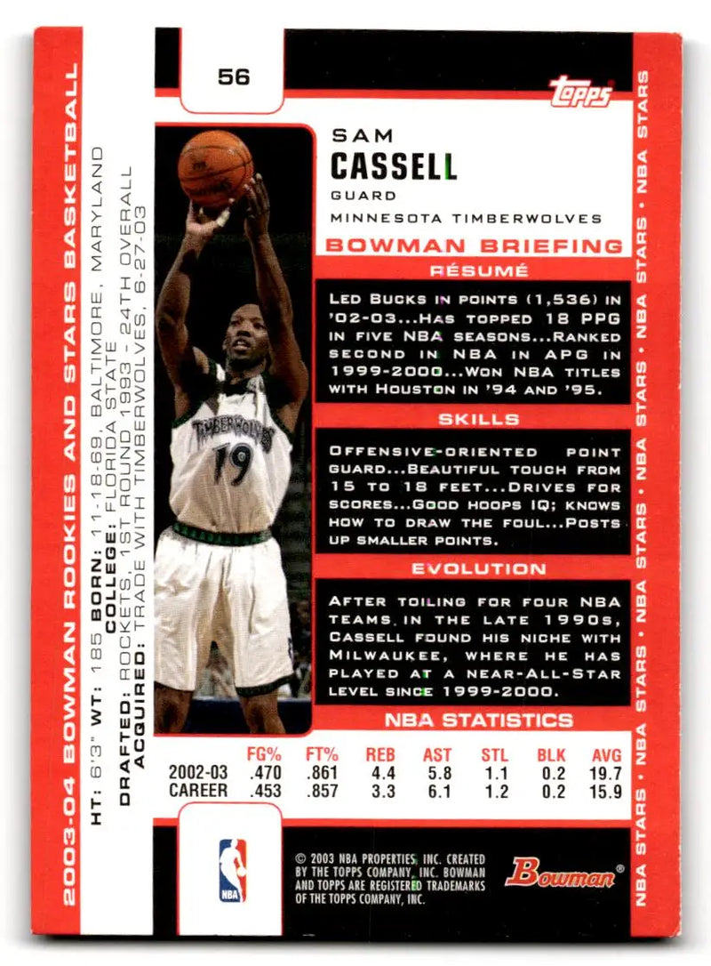 2003-04 Bowman #56 Sam Cassell - Basketball Card Single