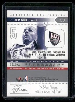 2003-04 Fleer Authentix Jason Kidd #89 Basketball - Basketball Card Single