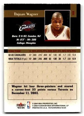 2003-04 Fleer Patchworks #11 Dajuan Wagner - Basketball Card Single