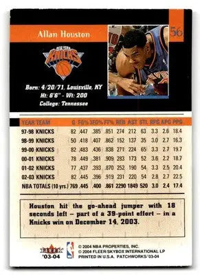 2003-04 Fleer Patchworks #56 Allan Houston - Basketball Card Single
