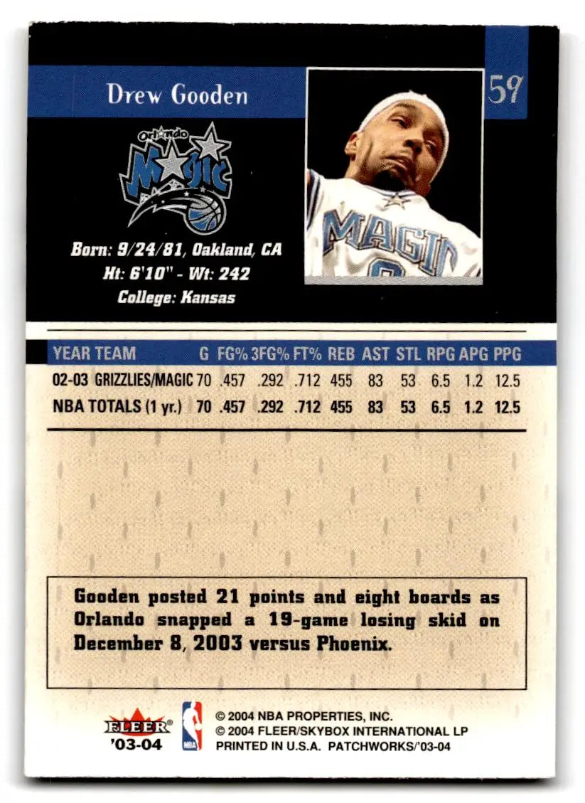 2003-04 Fleer Patchworks #59 Drew Gooden - Basketball Card Single
