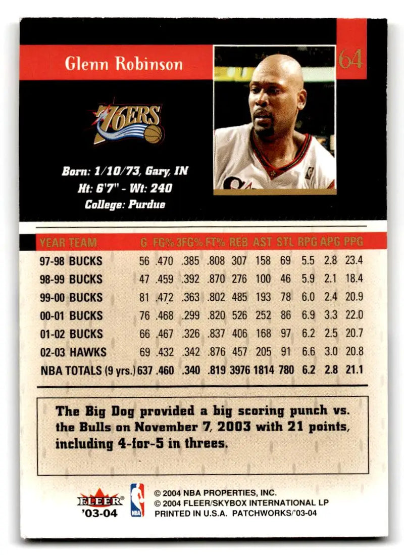 2003-04 Fleer Patchworks #64 Glenn Robinson - Basketball Card Single