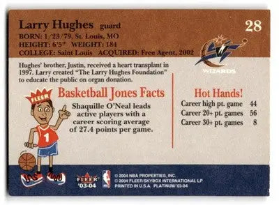 2003-04 Fleer Platinum #28 Larry Hughes - Basketball Card Single