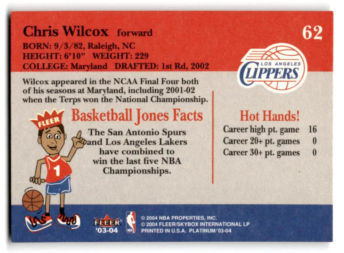 2003-04 Fleer Platinum #62 Chris Wilcox - Basketball Card Single