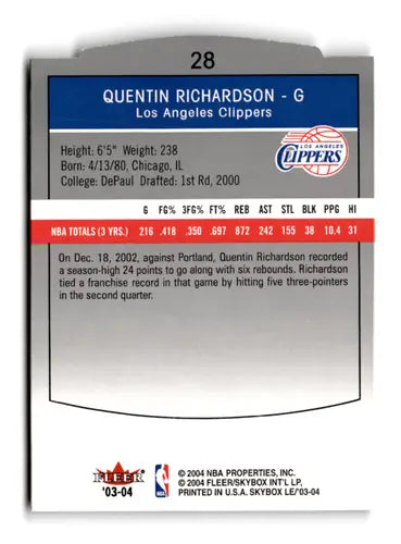 Original gloss SkyBox LE Retail Quentin Richardson basketball card near mint NM