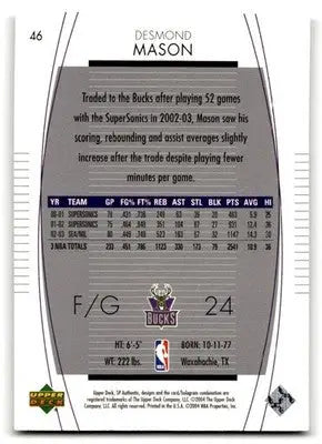 2003-04 SP Authentic #46 Desmond Mason - Basketball Card Single