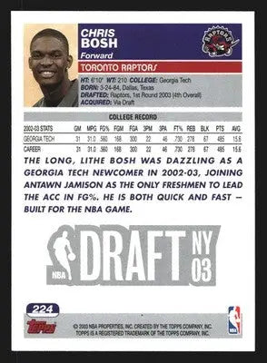 2003-04 Topps Chris Bosh #224 Toronto Raptors RC HOF