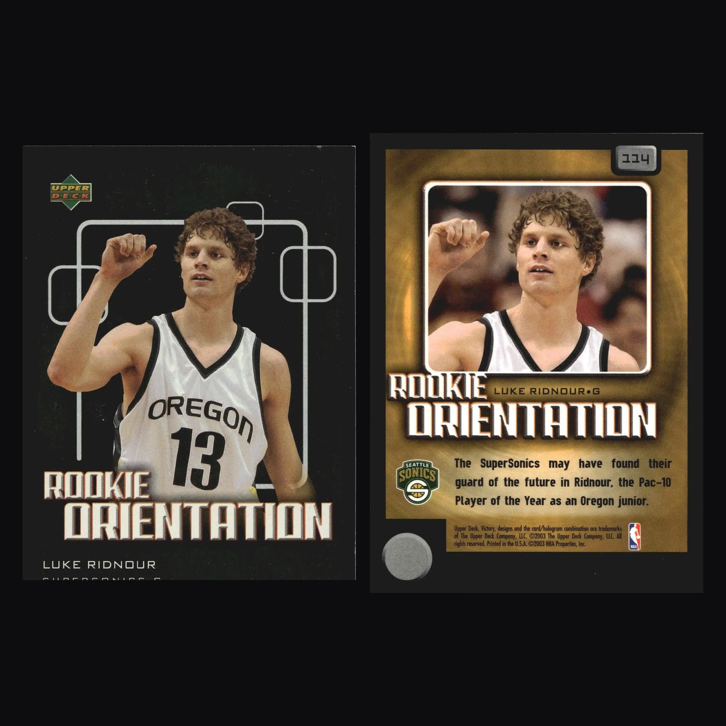 2003-04 UD Victory Rookie Orientation Luke Ridnour #134 Sonics RC - Basketball Card Single