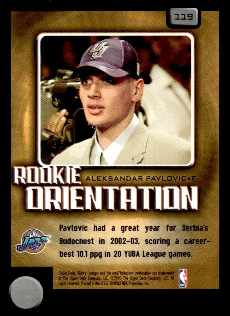 2003-04 Upper Deck Victory #119 Aleksandar Pavlovic Base RC Utah Jazz - Basketball Card Single