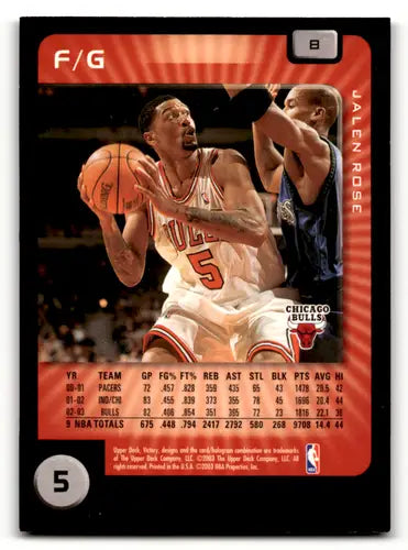 Original gloss Jalen Rose basketball card from Upper Deck Victory 2003-04 Bulls series