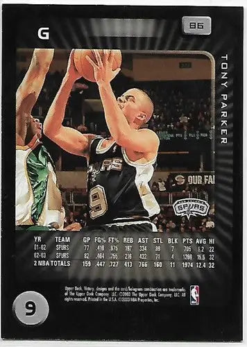 Tony Parker basketball card from 2003-04 Upper Deck Victory series in NM-MT condition