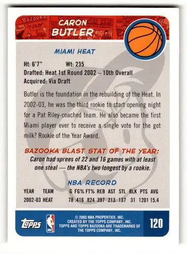 2003 Bazooka #120 Caron Butler Miami Heat Basketball Cards EX/NM ID:58760 - Basketball Card Single