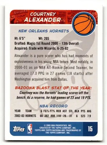2003 Bazooka #15 Courtney Alexander New Orleans Hornets Basketball C ID:58737 - Basketball Card Single