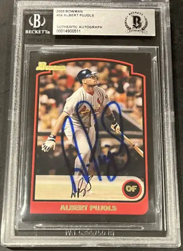 Graded Bowman Albert Pujols autographed baseball card BAS Certified BGS Encased
