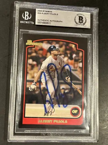 Graded Bowman Albert Pujols autographed baseball card BAS Certified BGS Encased 2003