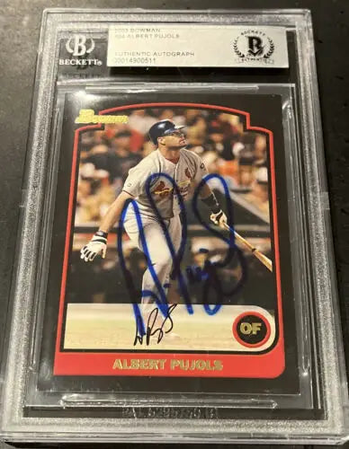 Autographed 2003 Bowman Albert Pujols #24 BAS Certified BGS Encased baseball card
