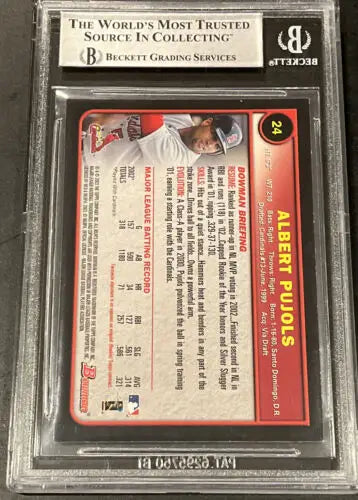 Graded Bowman Albert Pujols baseball card BAS Certified BGS Encased Auto from 2003