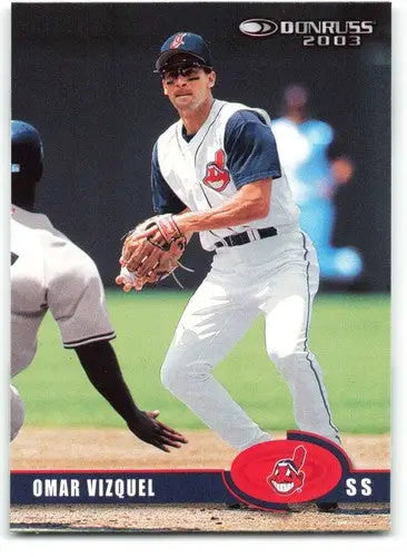 Original gloss Omar Vizquel baseball card 2003 Donruss NM-MT Indians ID 59444