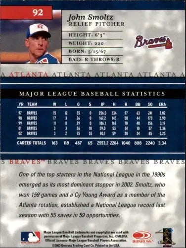 2003 Donruss Elite #92 John Smoltz NM-MT Braves - Baseball Card Single