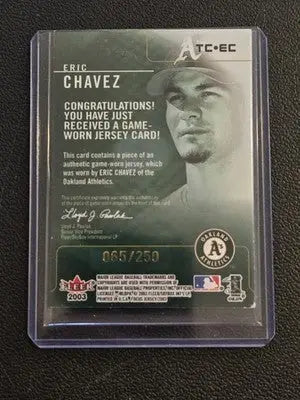 2003 Fleer Focus Jersey Edition Eric Chavez Team Colors Jersey Multi Color #/250 - Baseball Card Single
