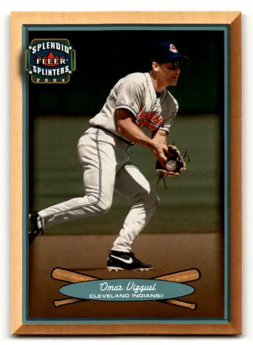 Original gloss 2003 Fleer Splendid Splinters Omar Vizquel baseball card near mint rare