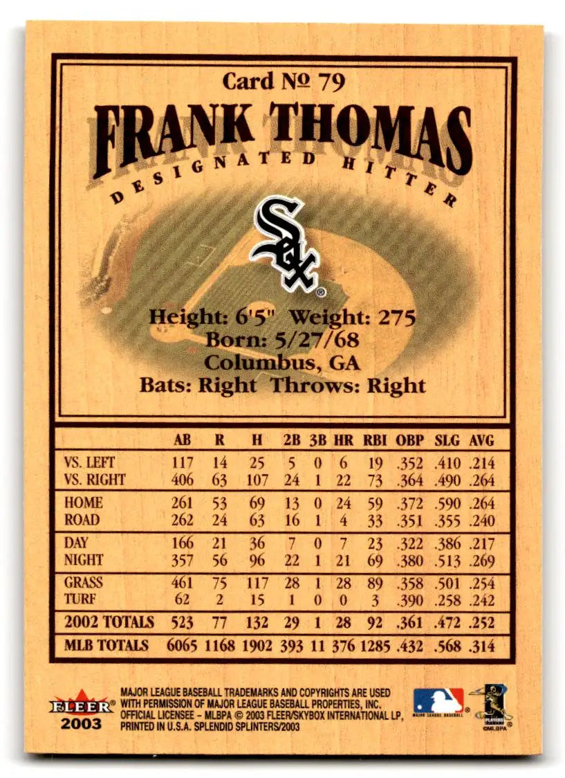 2003 Fleer Splendid Splinters #79 Frank Thomas - Baseball Card Single