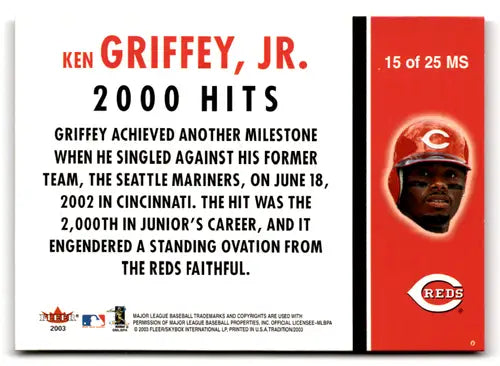 2003 Fleer Tradition Milestones #15 Ken Griffey Jr. NM Near Mint Reds ID:77309 - Baseball Card Single