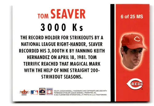 Original gloss of Tom Seaver baseball card from Fleer Tradition Milestones set