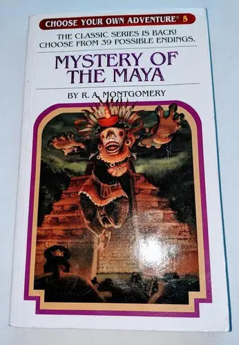 Adventure book Mystery of the Maya by R A Montgomery with Mayan-inspired cover illustration