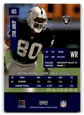 2003 Playoff Football Prestige Jerry Rice #105 Oakland Raiders - Football Card Single