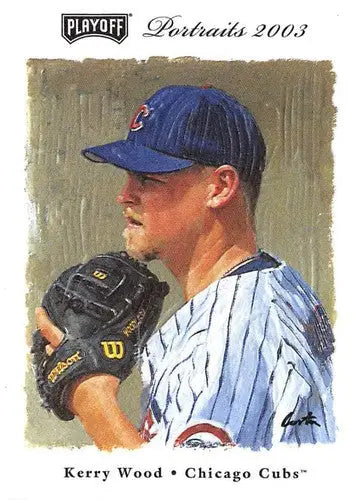 Original gloss 2003 Playoff Portraits Kerry Wood baseball card featuring Cubs ID 73266