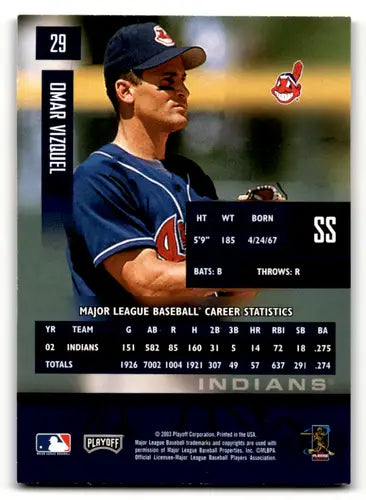 Omar Vizquel baseball card from playoff prestige series with original gloss in near mint condition