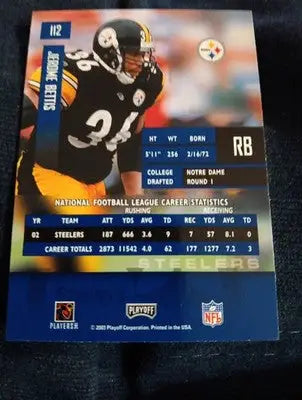 2003 Playoff Prestige - Jerome Bettis #112. Pittsburgh Steelers. NRMT+ - Football Card Single