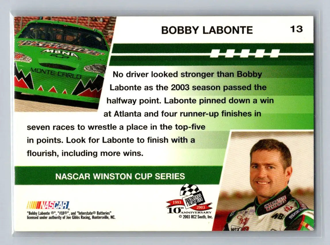 2003 Press Pass Optima #13 Bobby Labonte Joe Gibbs Racing - Racing Card Single