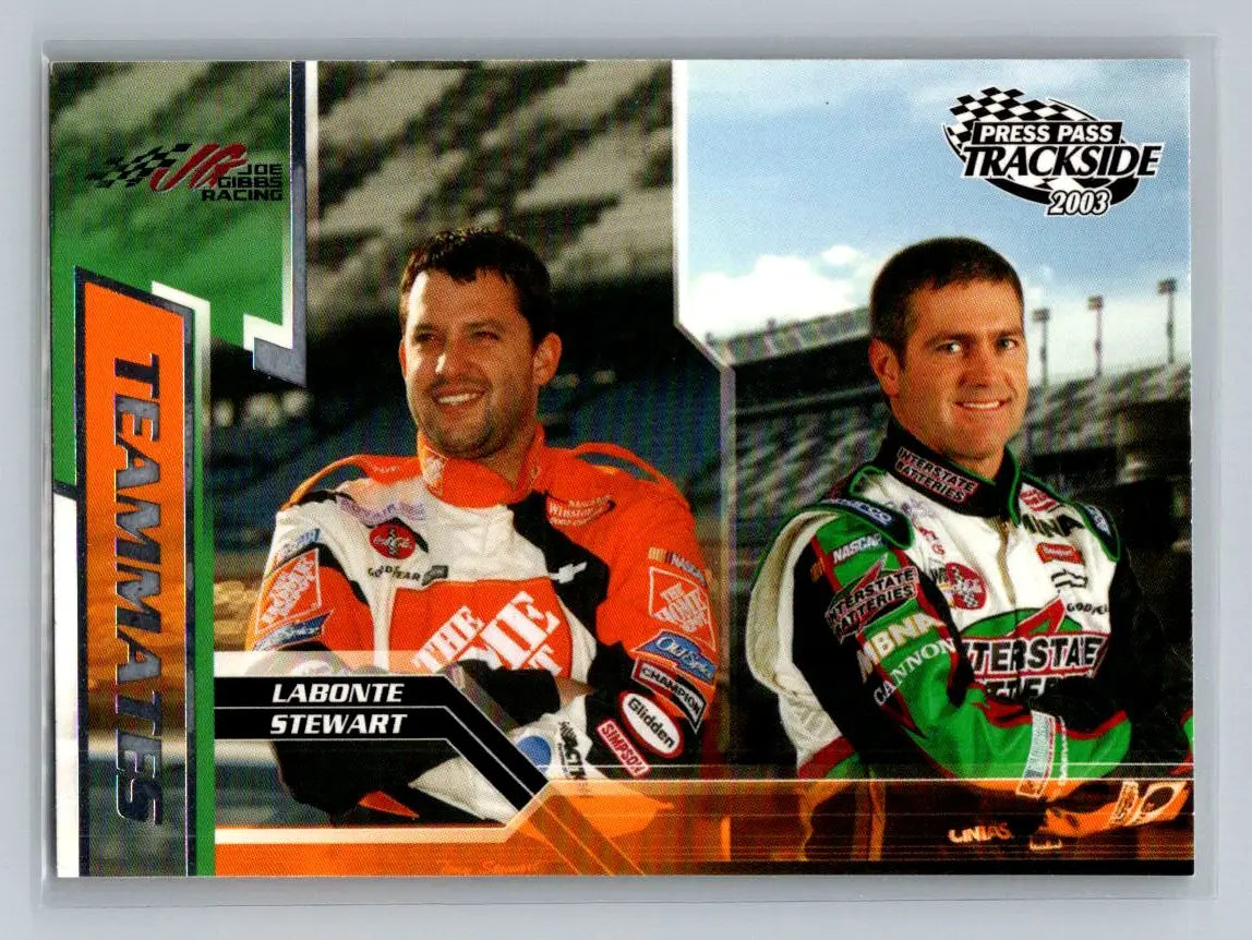 2003 Press Pass Trackside #74 Tony Stewart / Bobby Labonte TM Joe Gibbs Racing - Racing Card Single