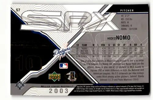 2003 SPx #57 Hideo Nomo NM-MT Dodgers - Baseball Card Single