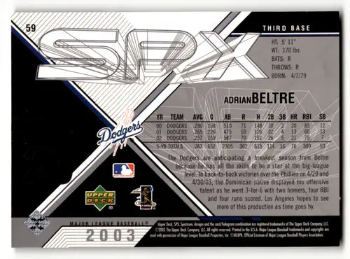 2003 SPx #59 Adrian Beltre NM-MT Dodgers - Baseball Card Single