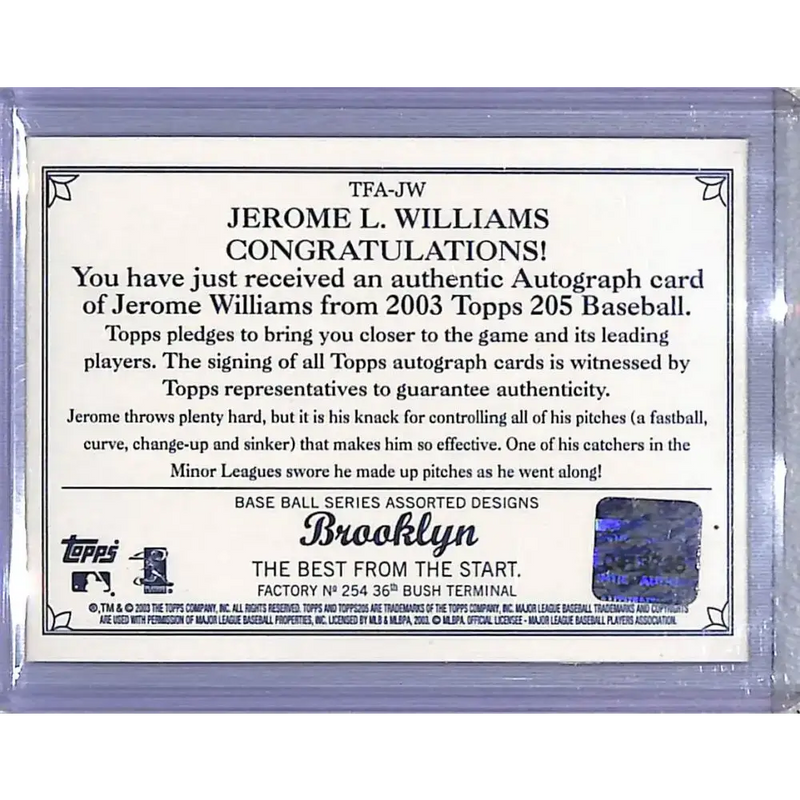 2003 Topps 205 Triple Folder #TFA-JW Jerome L. Williams NM-MT - Baseball Card Single