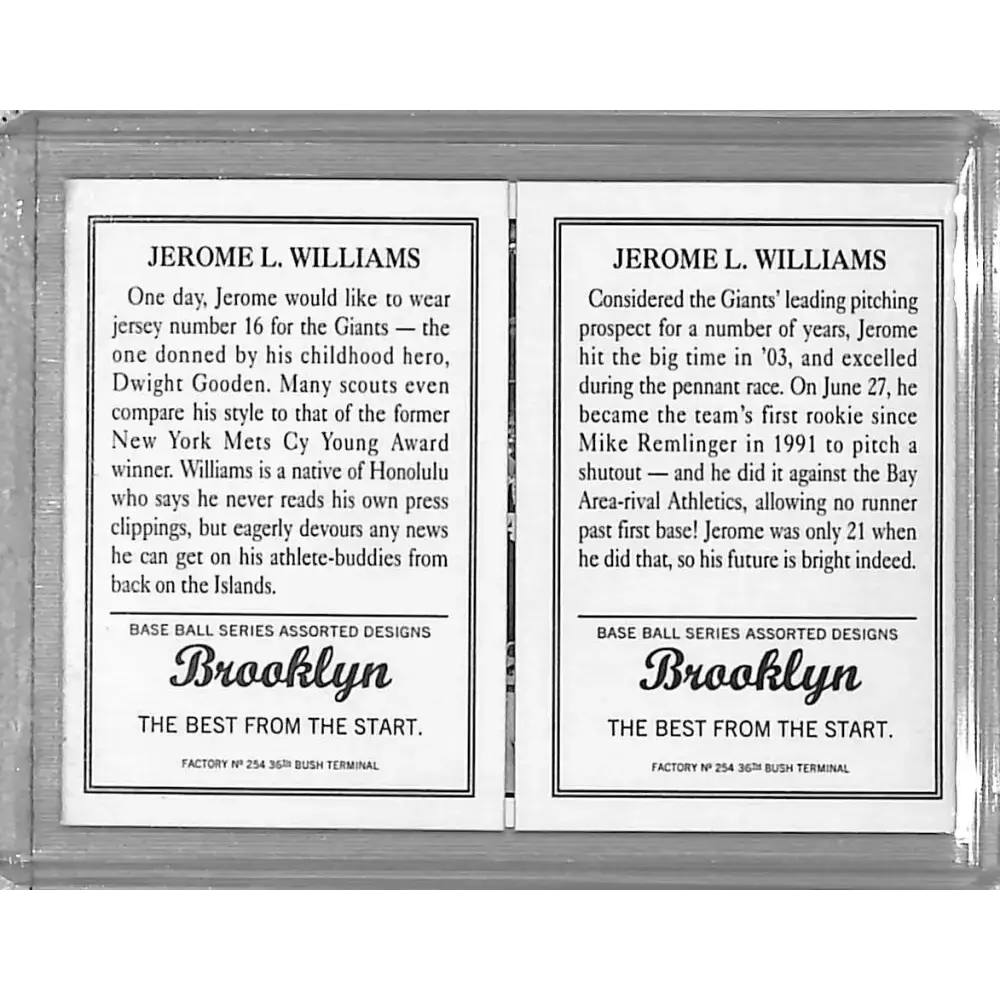2003 Topps 205 Triple Folder #TFA-JW Jerome L. Williams NM-MT - Baseball Card Single